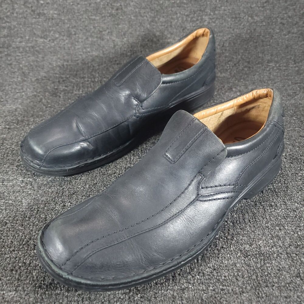 Clarks Escalade Step Men's Size 10M  Loafer Black Leather Cushion Shoes